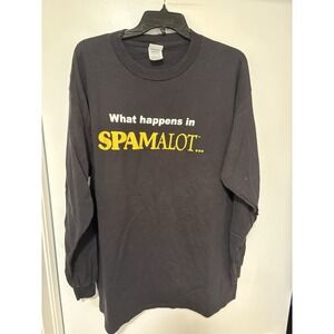 Vintage SPAMALOT Long Sleeve Shirt Double Sided Monty Python Musical Black XL